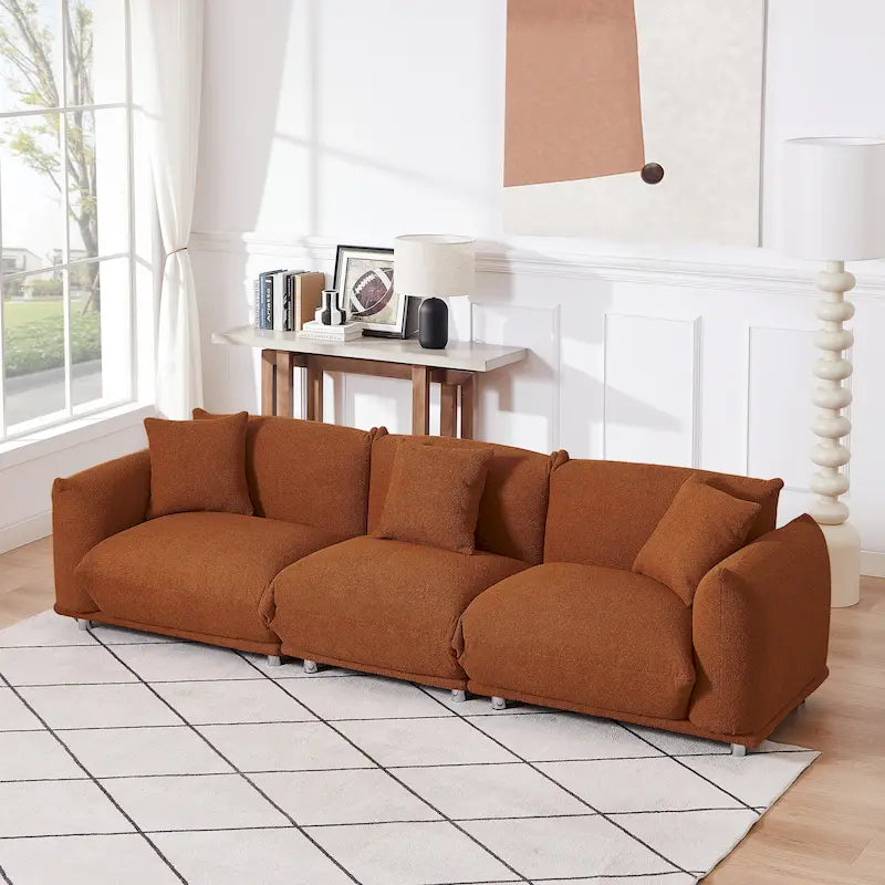 111 Oversized 3-Seater Sofa with Metal Legs – Black Sherpa