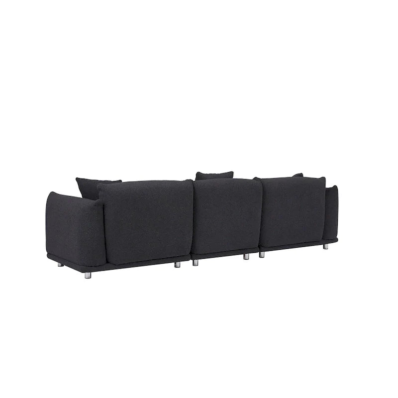 111 Oversized 3-Seater Sofa with Metal Legs – Black Sherpa