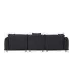 111 Oversized 3-Seater Sofa with Metal Legs – Black Sherpa