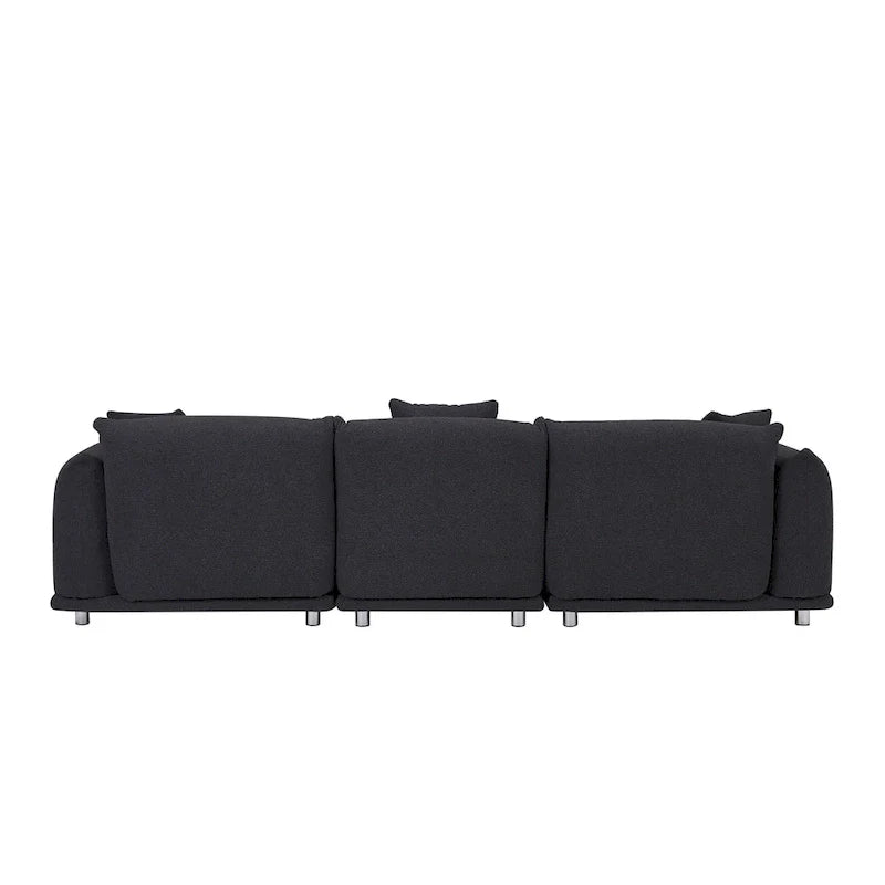 111 Oversized 3-Seater Sofa with Metal Legs – Black Sherpa