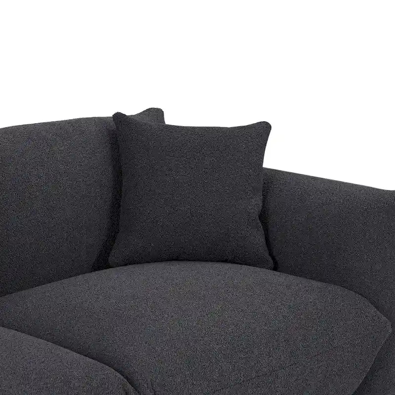 111 Oversized 3-Seater Sofa with Metal Legs – Black Sherpa