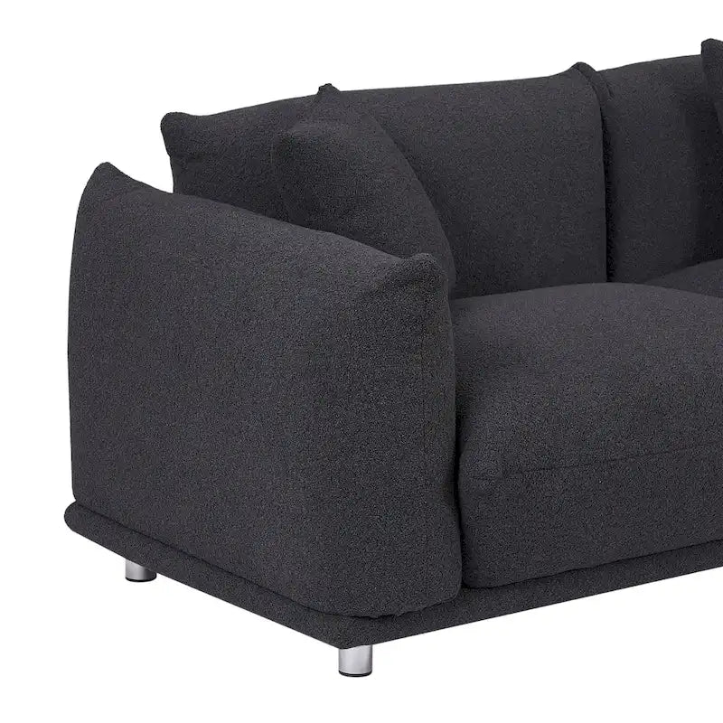 111 Oversized 3-Seater Sofa with Metal Legs – Black Sherpa