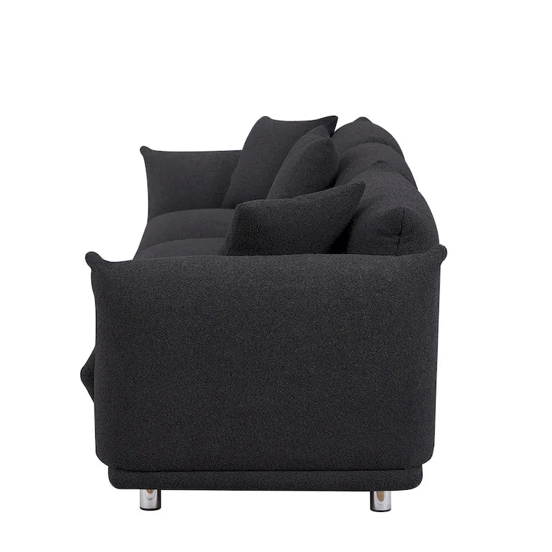 111 Oversized 3-Seater Sofa with Metal Legs – Black Sherpa