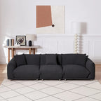 111 Oversized 3-Seater Sofa with Metal Legs – Black Sherpa