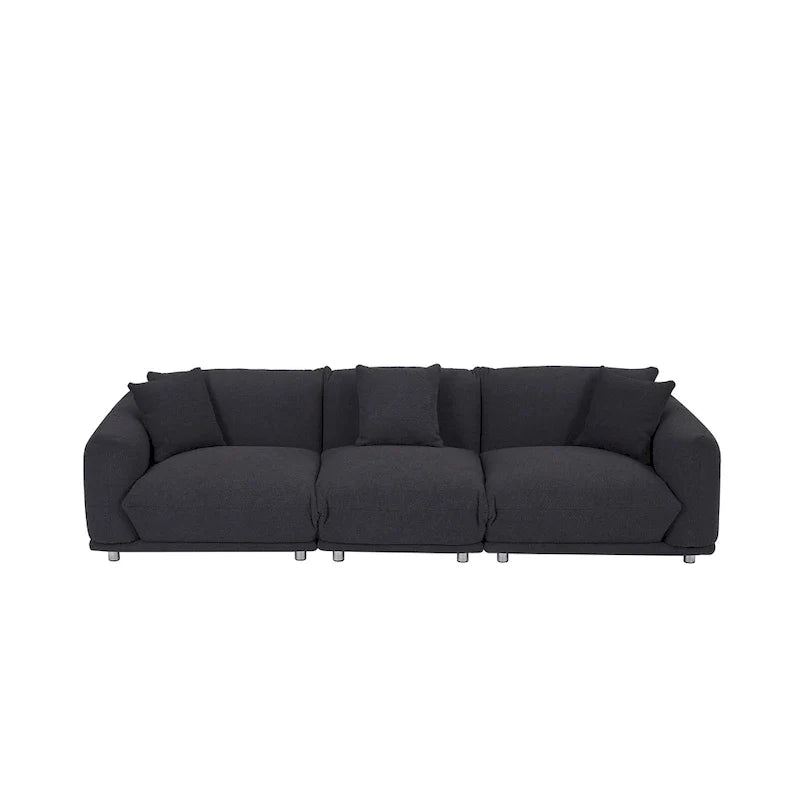 111 Oversized 3-Seater Sofa with Metal Legs – Black Sherpa