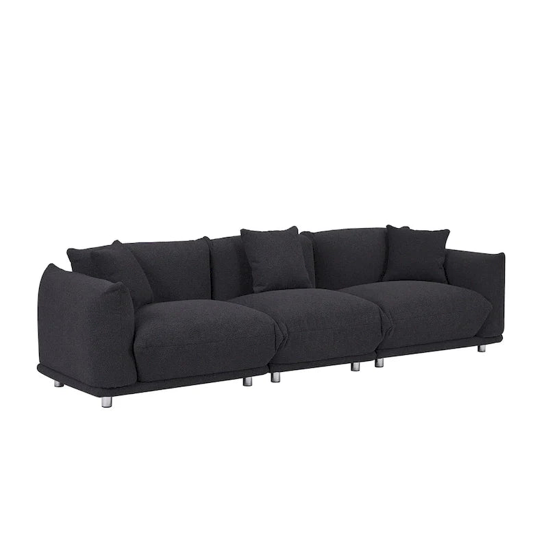 111 Oversized 3-Seater Sofa with Metal Legs – Black Sherpa