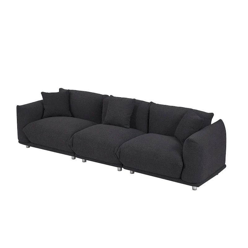 111 Oversized 3-Seater Sofa with Metal Legs – Black Sherpa