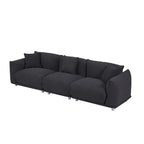 111 Oversized 3-Seater Sofa with Metal Legs – Black Sherpa
