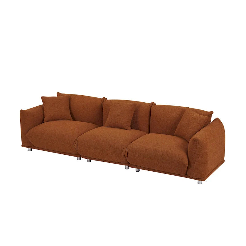 111 Oversized 3-Seater Sofa with Metal Legs – Black Sherpa