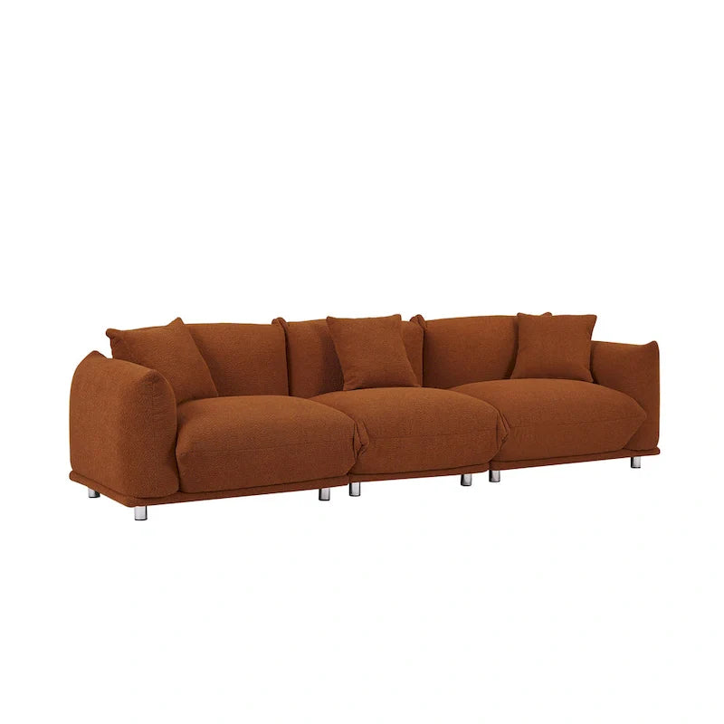 111 Oversized 3-Seater Sofa with Metal Legs – Black Sherpa