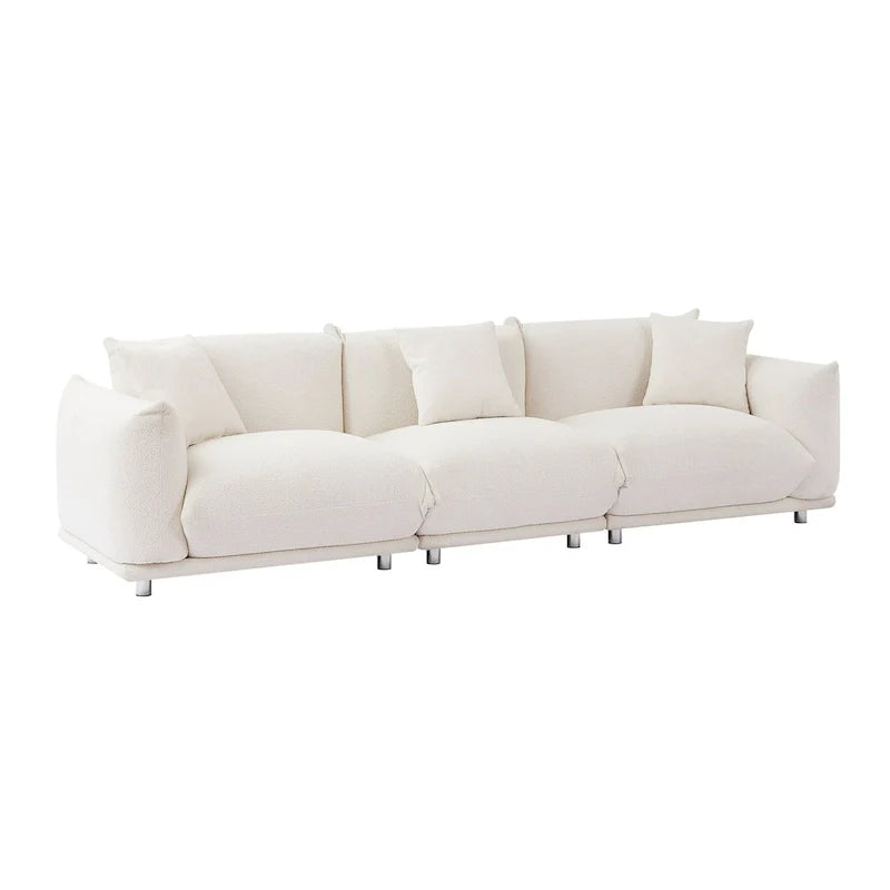 111 Oversized 3-Seater Sofa with Metal Legs – Black Sherpa