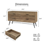4-Drawer Horizontal Dresser in Rustic Walnut Finish