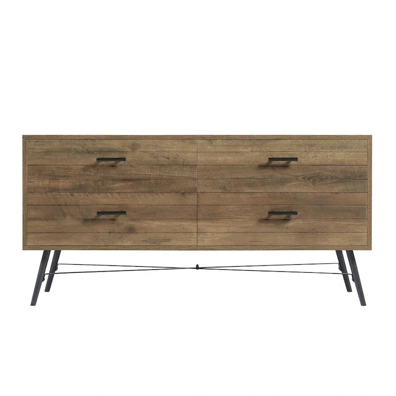 4-Drawer Horizontal Dresser in Rustic Walnut Finish