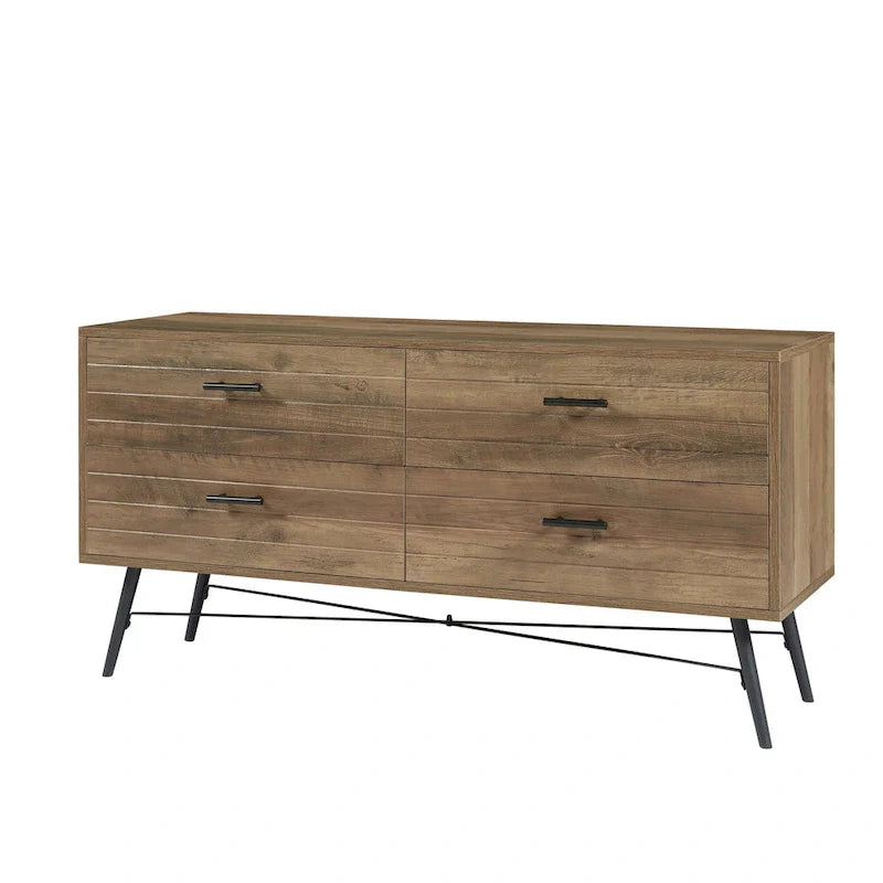 4-Drawer Horizontal Dresser in Rustic Walnut Finish