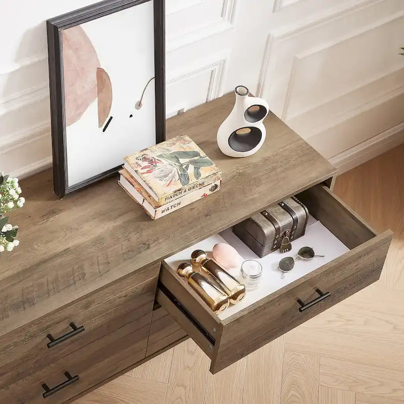 4-Drawer Horizontal Dresser in Rustic Walnut Finish