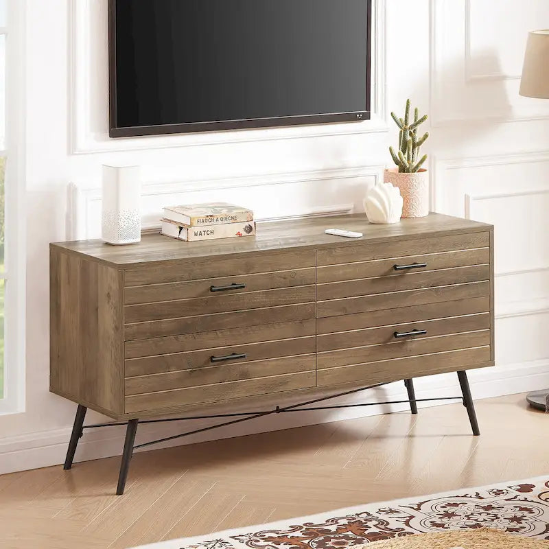 4-Drawer Horizontal Dresser in Rustic Walnut Finish