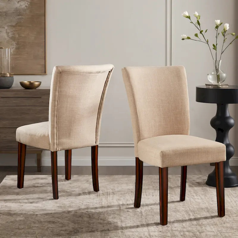 Linen Upholstered Dining Chairs (Set of 2)