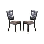 Upholstered Dining Side Chairs in Dark Coffee Fabric, Set of 2