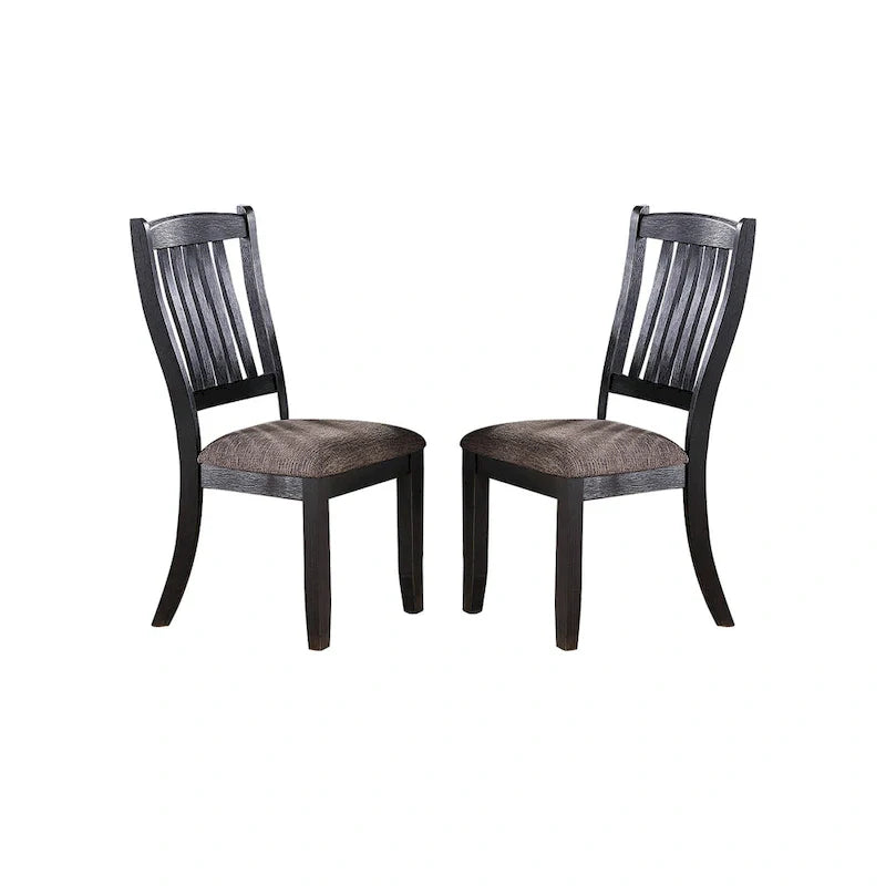 Upholstered Dining Side Chairs in Dark Coffee Fabric, Set of 2