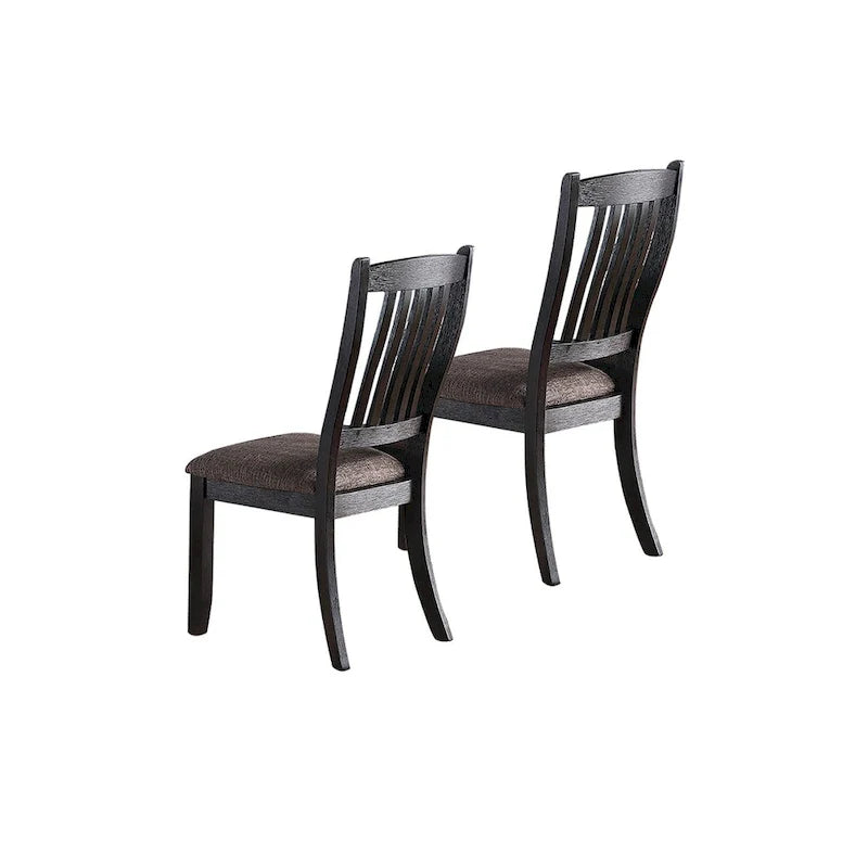 Upholstered Dining Side Chairs in Dark Coffee Fabric, Set of 2
