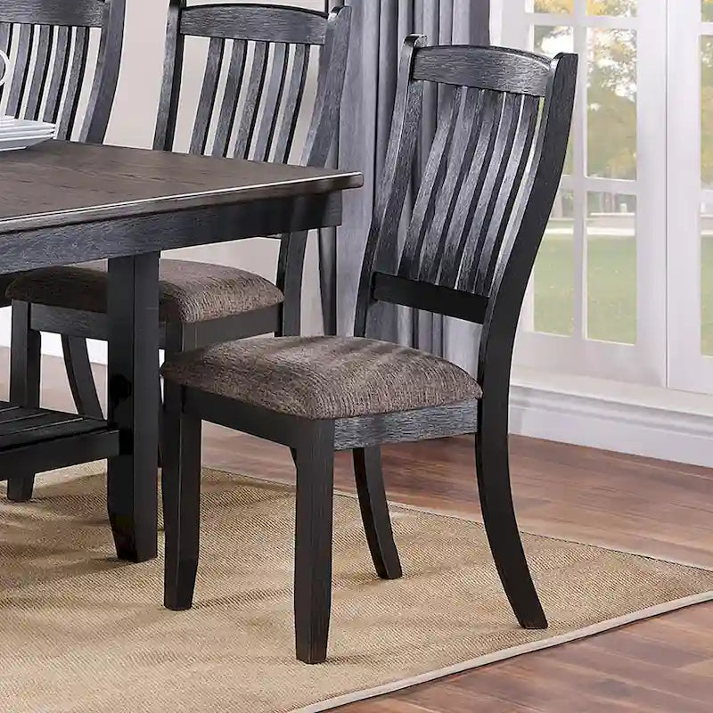Upholstered Dining Side Chairs in Dark Coffee Fabric, Set of 2