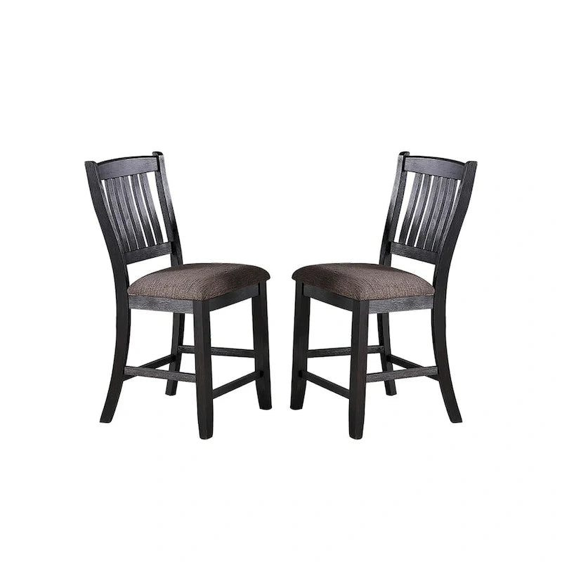Upholstered Dining Side Chairs in Dark Coffee Fabric, Set of 2
