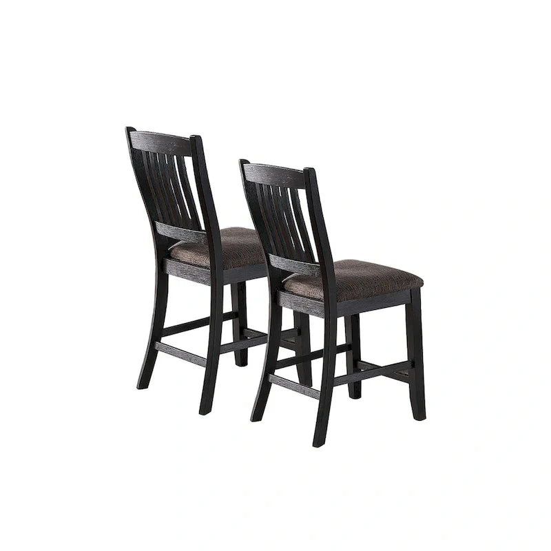 Upholstered Dining Side Chairs in Dark Coffee Fabric, Set of 2