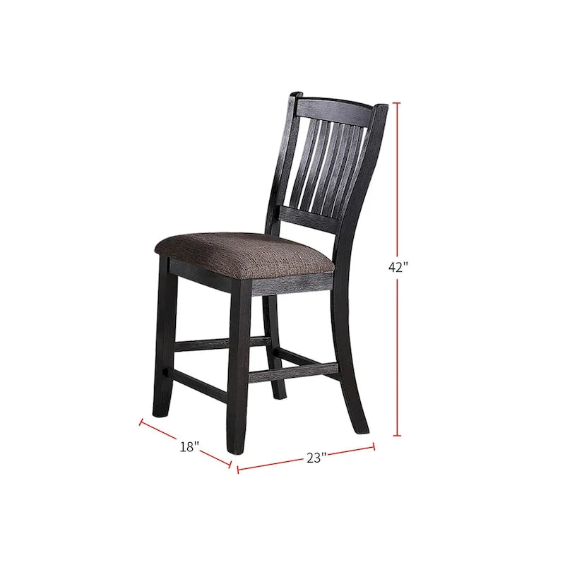 Upholstered Dining Side Chairs in Dark Coffee Fabric, Set of 2