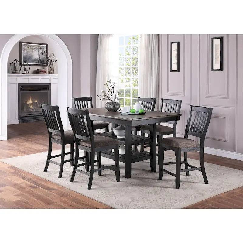Upholstered Dining Side Chairs in Dark Coffee Fabric, Set of 2
