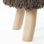 Boho Fabric Stool with Eucalyptus Wood Base