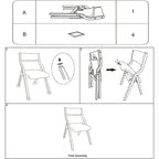 Foldable Dining Chairs with Padded Seats Set of 2, Beige