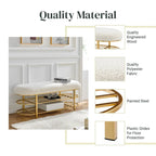 Faux Shearling Upholstered Bench with 2-Shelf Storage