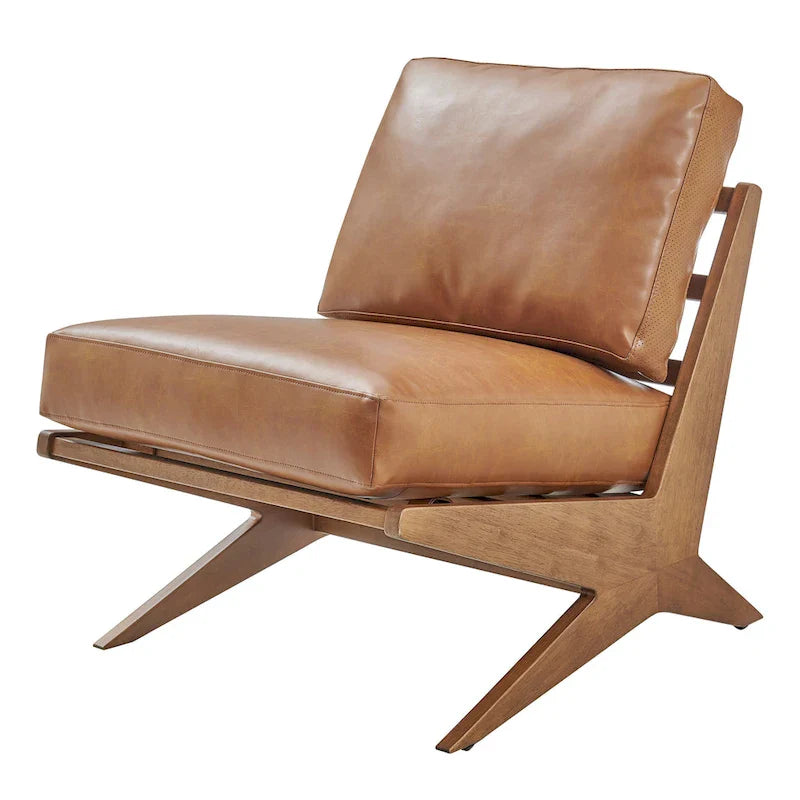 Mid-Century Style Accent Chair – Engineered Wood Frame + Polyester Fabric