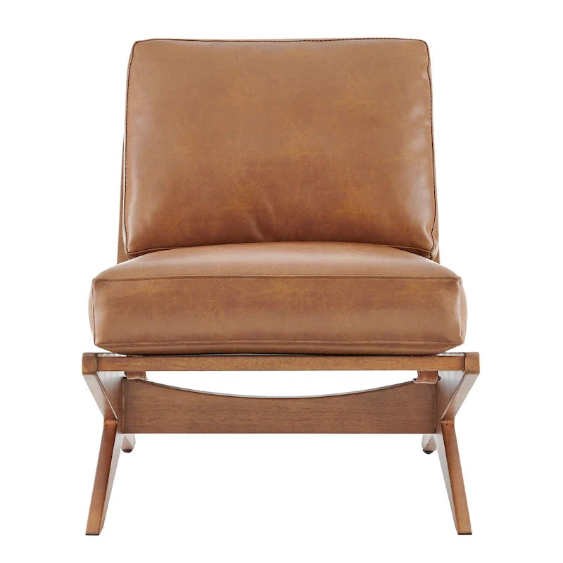 Mid-Century Style Accent Chair – Engineered Wood Frame + Polyester Fabric
