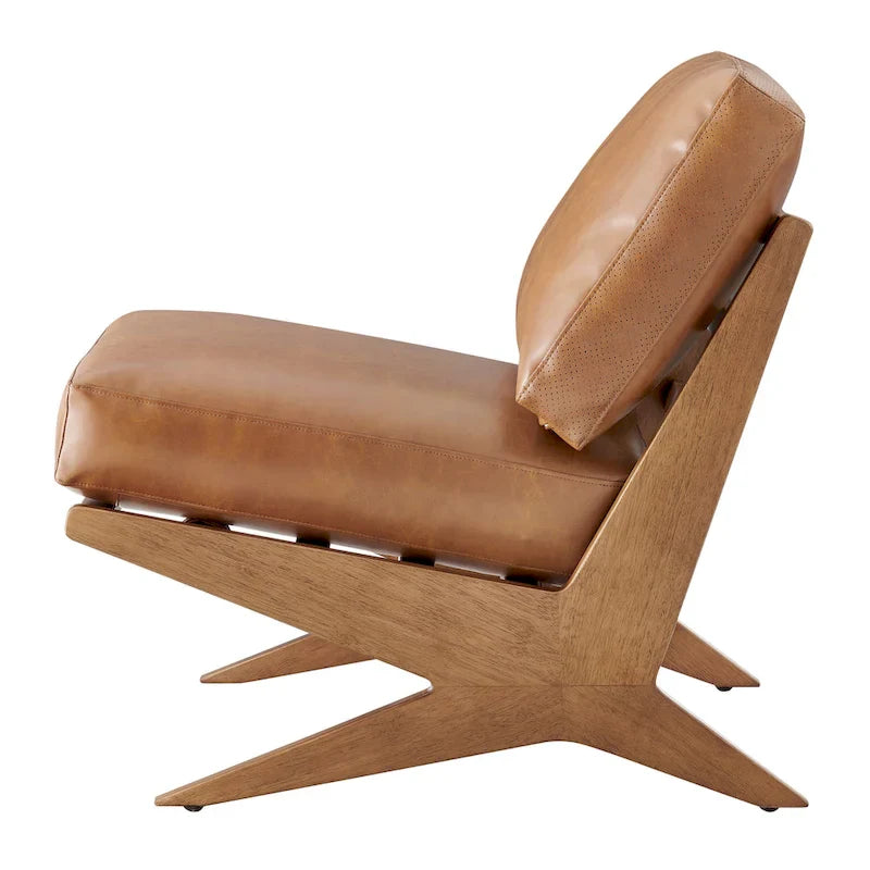 Mid-Century Style Accent Chair – Engineered Wood Frame + Polyester Fabric
