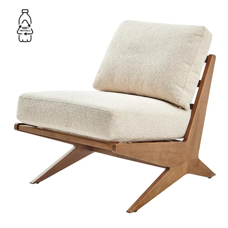 Mid-Century Style Accent Chair – Engineered Wood Frame + Polyester Fabric