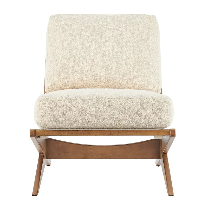 Mid-Century Style Accent Chair – Engineered Wood Frame + Polyester Fabric