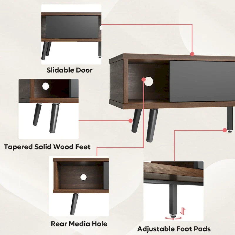 TV Stand for TVs up to 75 – Mid-Century Entertainment Center Console, 70 Inches