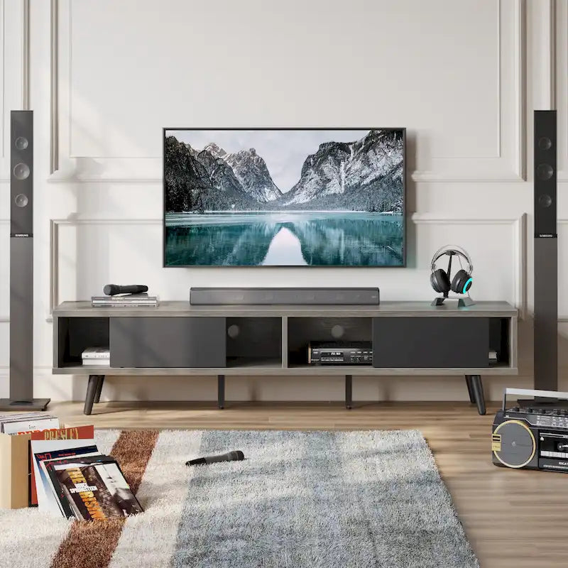 TV Stand for TVs up to 75 – Mid-Century Entertainment Center Console, 70 Inches