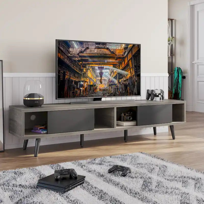 TV Stand for TVs up to 75 – Mid-Century Entertainment Center Console, 70 Inches