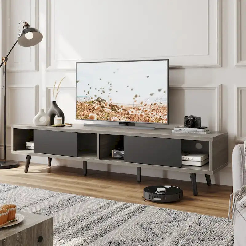 TV Stand for TVs up to 75 – Mid-Century Entertainment Center Console, 70 Inches