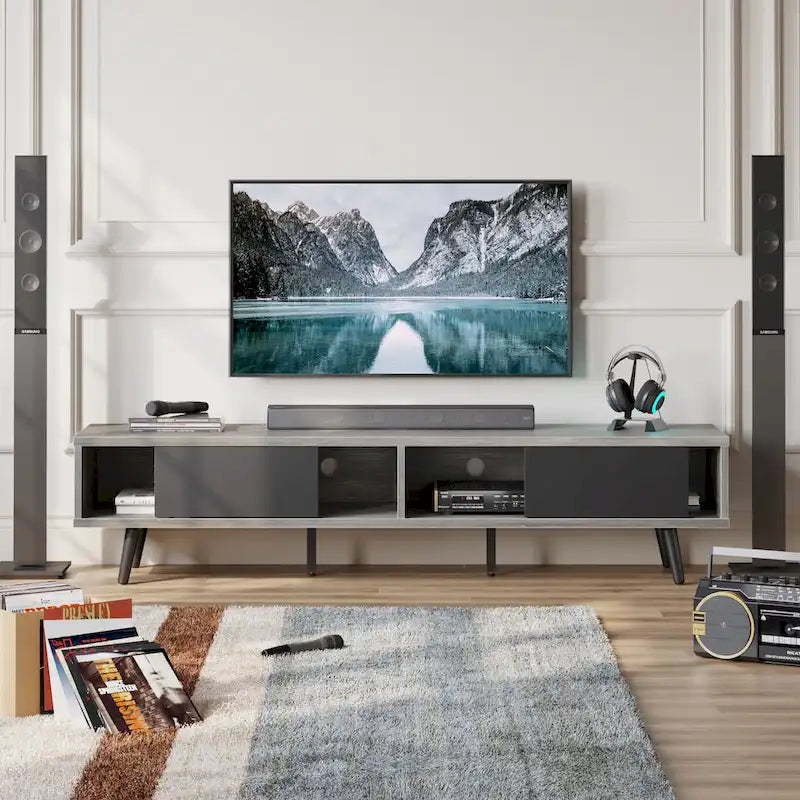 TV Stand for TVs up to 75 – Mid-Century Entertainment Center Console, 70 Inches