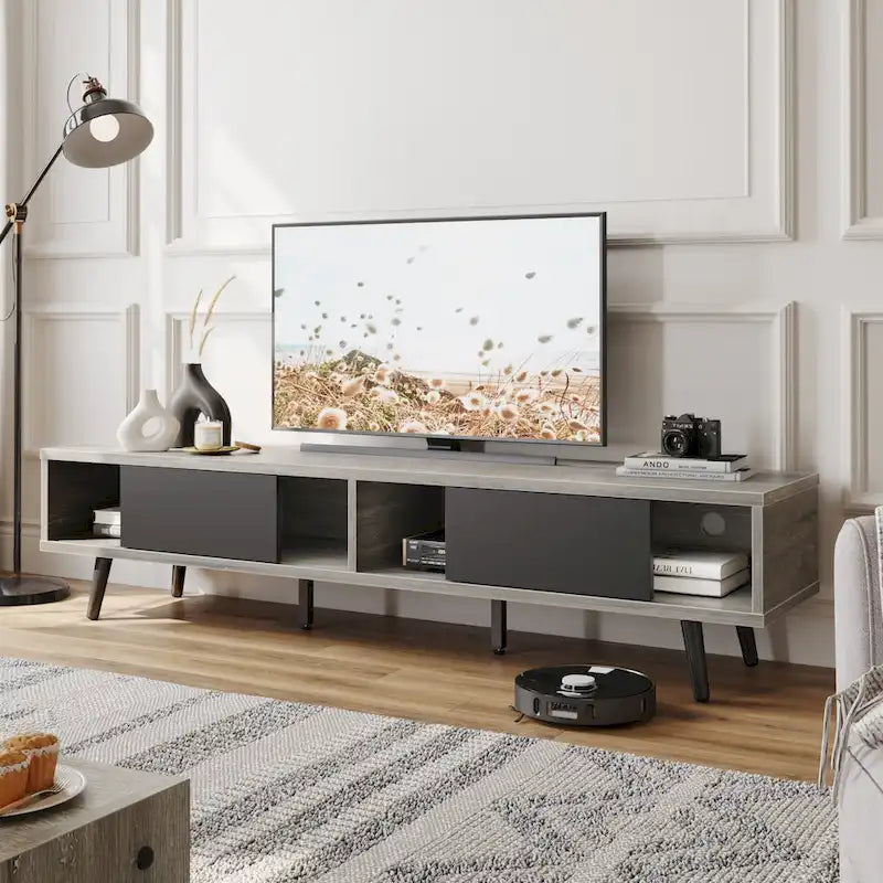 TV Stand for TVs up to 75 – Mid-Century Entertainment Center Console, 70 Inches