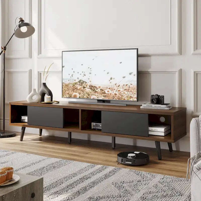 TV Stand for TVs up to 75 – Mid-Century Entertainment Center Console, 70 Inches