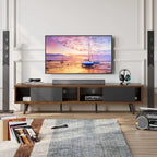 TV Stand for TVs up to 75 – Mid-Century Entertainment Center Console, 70 Inches