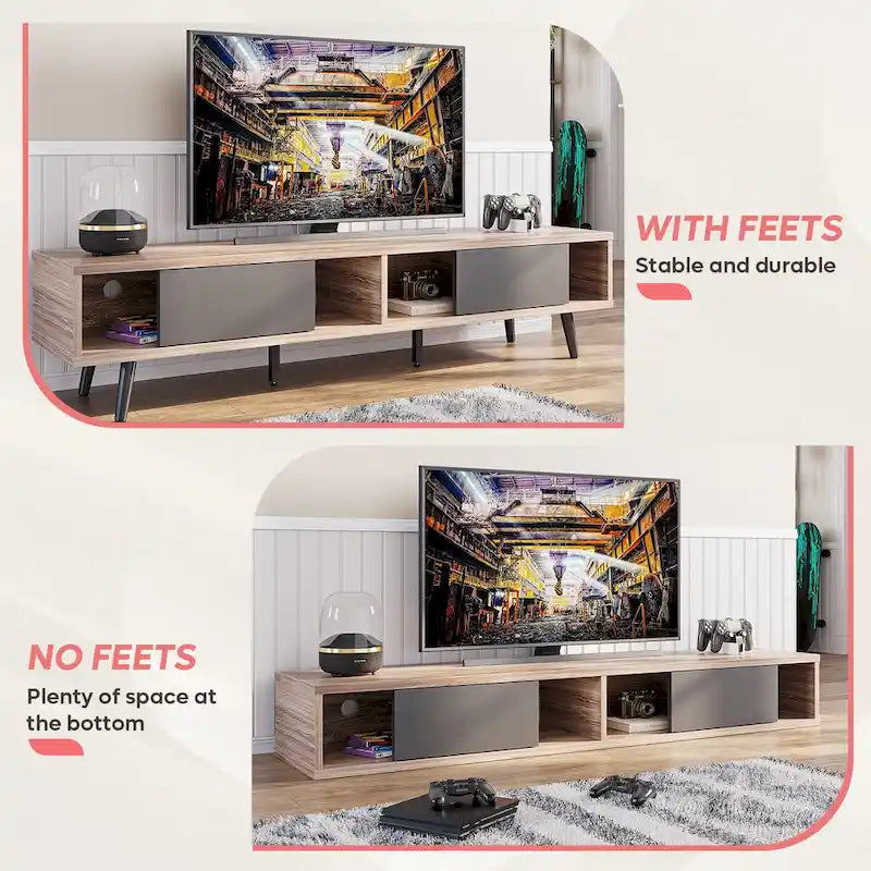 TV Stand for TVs up to 75 – Mid-Century Entertainment Center Console, 70 Inches