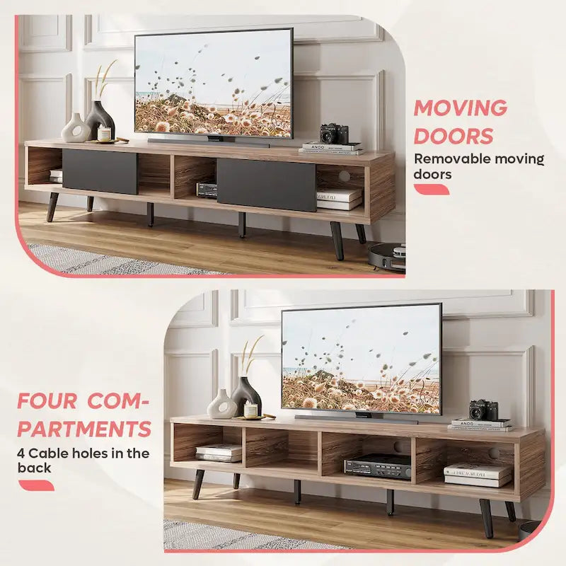 TV Stand for TVs up to 75 – Mid-Century Entertainment Center Console, 70 Inches