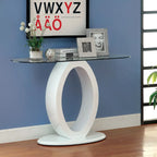 Modern 47-Inch Sofa Table with O-Shaped Base and Tempered Glass Top