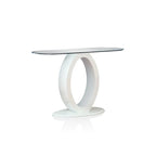 Modern 47-Inch Sofa Table with O-Shaped Base and Tempered Glass Top