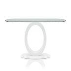 Modern 47-Inch Sofa Table with O-Shaped Base and Tempered Glass Top